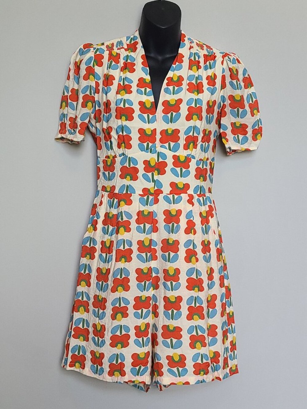 Saint Geraldine Small Orange Floral Romper mod retro